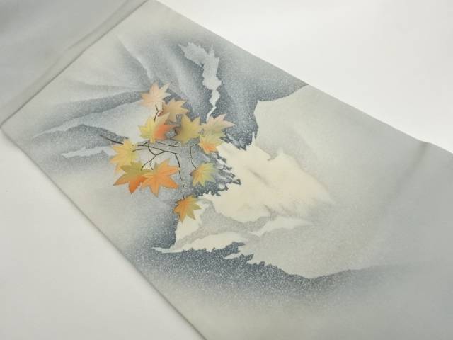 塩瀬金彩紅葉模様開き名古屋帯（額縁仕立て）【中古】【着】【名古屋帯】 宗sou