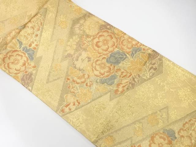 佐賀錦　松皮菱に花模様織り出し　袋帯【中古】【着】【袋帯】 宗sou