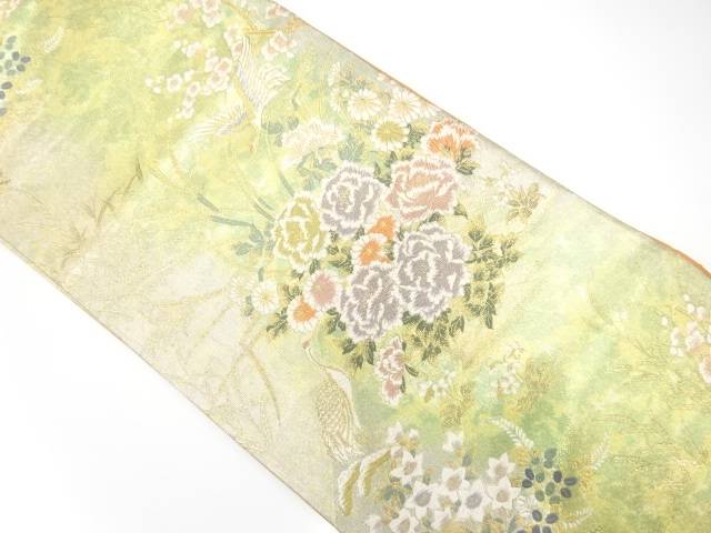 本金箔　山取花鳥文織り出し　袋帯【中古】【着】【袋帯】 宗sou
