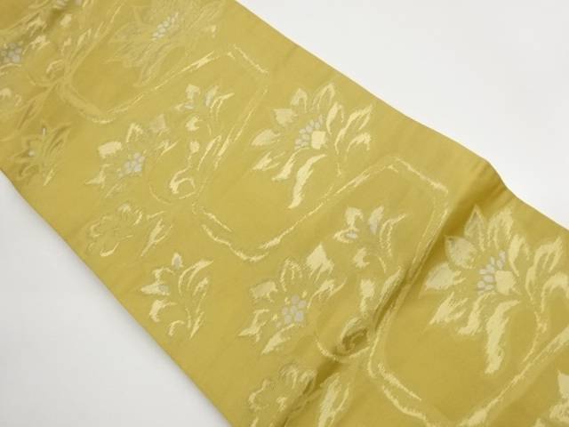 草花模様織出し名古屋帯【中古】【着】【名古屋帯】 宗sou