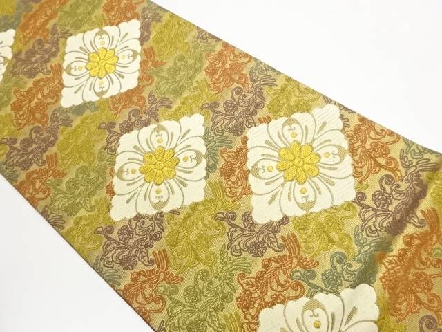 花菱唐草模様織出し袋帯【中古】【着】【袋帯】 宗sou
