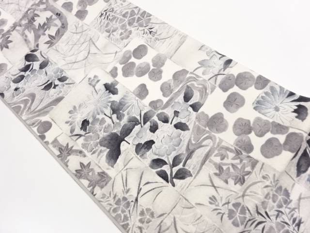 重ね色紙に草花模様全通洒落袋帯【中古】【着】【袋帯】 宗sou
