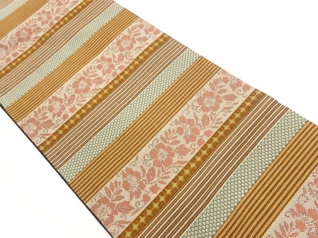 変わり横段に花唐草模様織出し袋帯【中古】【着】【袋帯】 宗sou