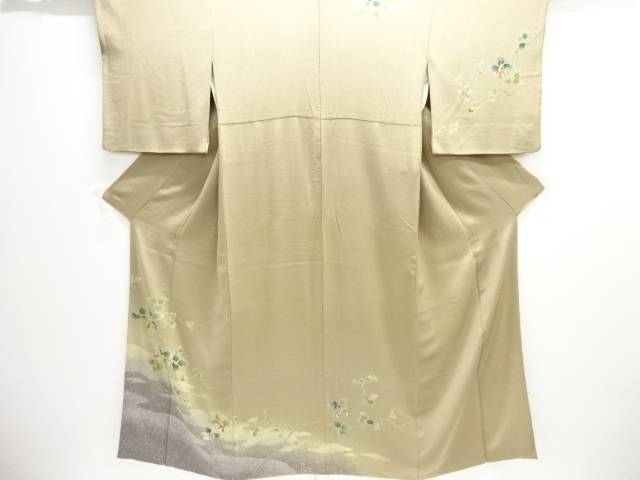 文筆家物 クレープ地 墨付き友禅 蔦の実飾りつけ短い訪問着【中古】【着】【短い訪問着・付下げ】 宗sou