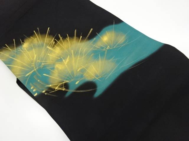 塩瀬金彩手描き松葉模様名古屋帯【中古】【着】【名古屋帯】 宗sou