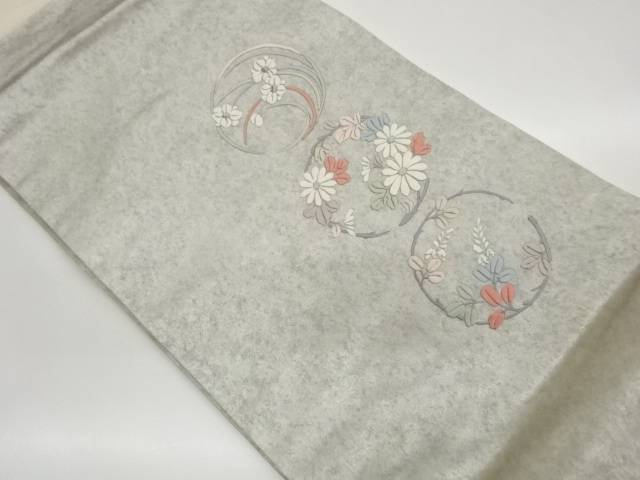 引箔花輪模様織出し名古屋帯【中古】【着】【名古屋帯】 宗sou