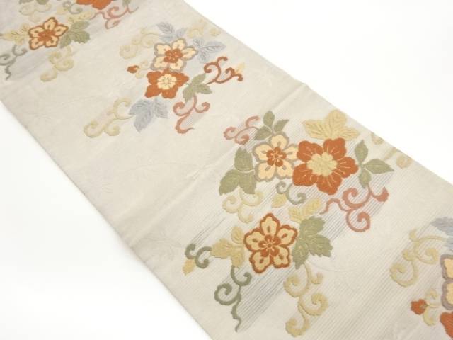 絽唐草に花唐草模様織出し袋帯【中古】【着】【袋帯】 宗sou