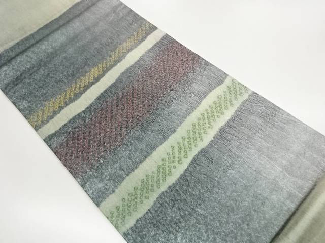 本場大島紬絞り銀彩横縞模様袋帯【中古】【着】【袋帯】 宗sou｜お茶道具・着物　【宗 sou】