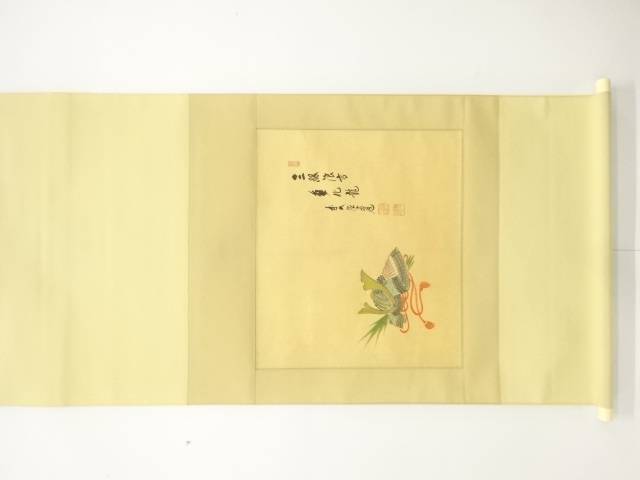 前大徳　須賀玄道筆　「兜」　画賛　紙本肉筆掛軸【中古】【道】 宗sou