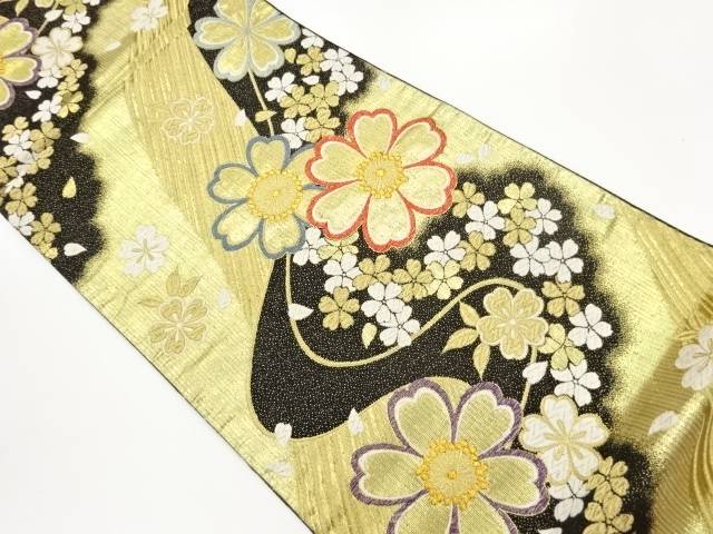 曲線に桜模様織出し袋帯【中古】【着】【袋帯】 宗sou