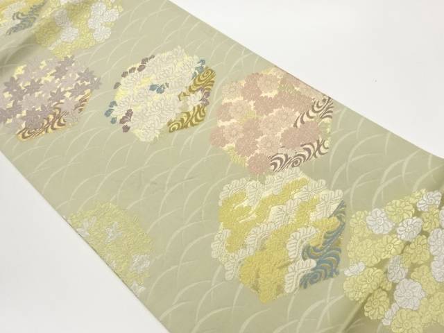 本金箔亀甲小花模様織出し袋帯【中古】【着】【袋帯】 宗sou