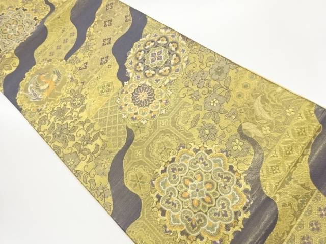 道長取に華文・鳳凰模様織出し袋帯【中古】【着】【袋帯】 宗sou