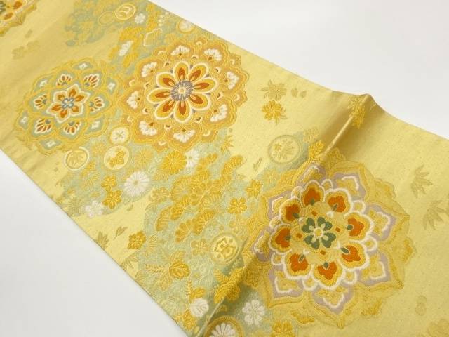 華文に草花・雲模様織出し袋帯【中古】【着】【袋帯】 宗sou｜お茶道具・着物　【宗 sou】