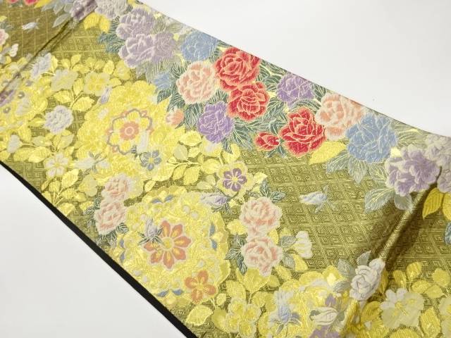 佐賀錦花々に華文・菱模様織出し袋帯【中古】【着】【袋帯】 宗sou
