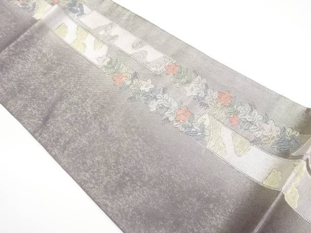 紗 引箔短冊に草花模様織出し袋帯【中古】【着】【袋帯】 宗sou|お茶道具・着物 【宗 sou】