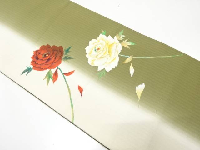 作家物　手描き　牡丹模様　袋帯【中古】【着】【袋帯】 宗sou