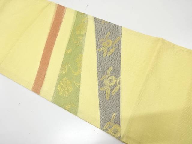 すくい織　斜め縞に花更紗模様織り出し　袋帯【中古】【着】【袋帯】 宗sou｜お茶道具・着物　【宗 sou】