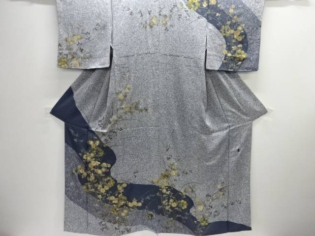 文筆家物 菊・萩飾りつけ短い訪問着（重ね衿付き添い人）【中古】【着】【短い訪問着・付下げ】 宗sou