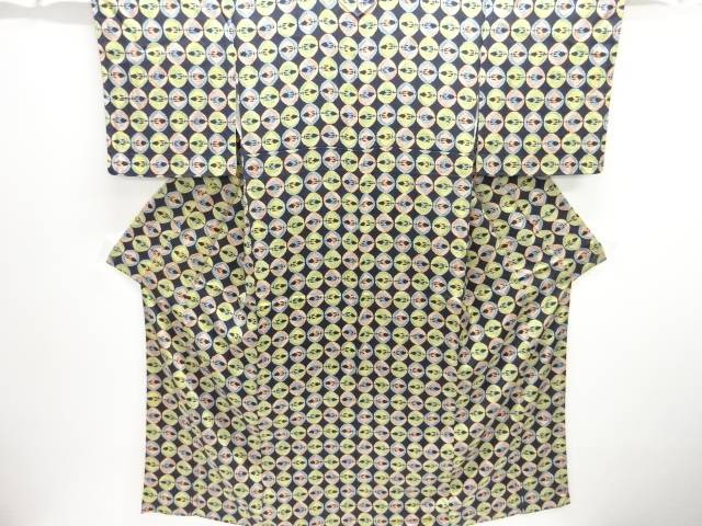 向かい鶴菱模様小紋着物【中古】【着】【小紋】 宗sou
