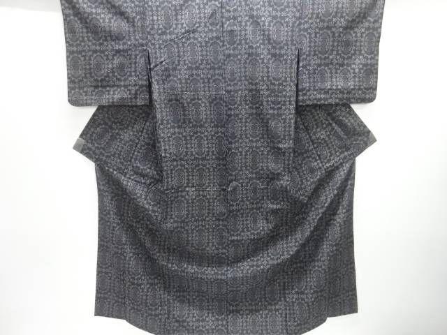 華紋織り出し手織り紬単衣着物【中古】【着】【紬・お召し】 宗sou