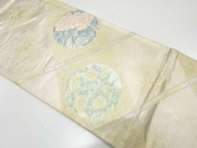 斜め縞に花丸模様織り出し　袋帯【中古】【着】【袋帯】 宗sou