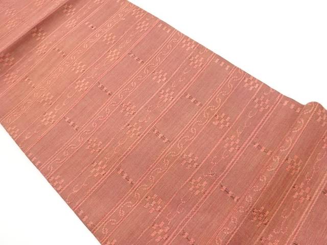 横段に幾何学模様織出し名古屋帯【中古】【着】【名古屋帯】 宗sou