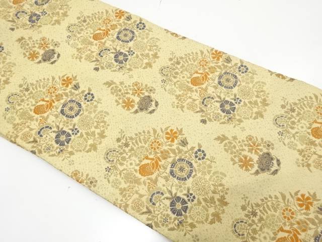 花鳥更紗模様織り出し名古屋帯（着用可）【アンティーク】【中古】【着】【名古屋帯】 宗sou