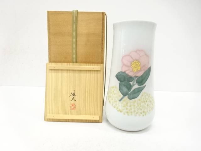 井上佳久造 彩磁椿 花立て【中古】【道】 宗sou