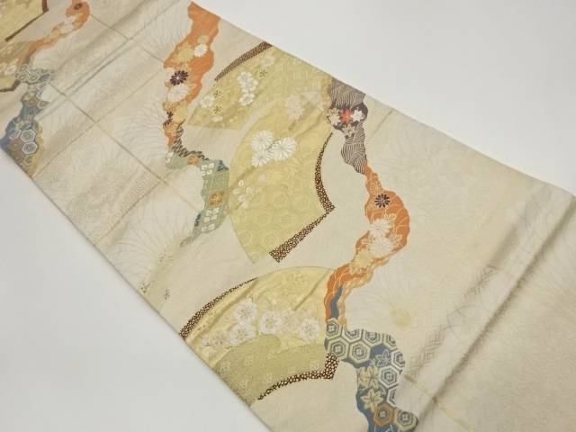 地紙に道長取・花々・古典柄模様織出し袋帯【中古】【着】【袋帯】 宗sou｜お茶道具・着物　【宗 sou】
