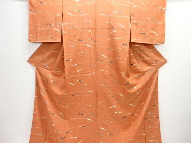 未当てはめる品 抽象化扇に花飾りつけ小紋御召しもの【着】【小紋】 宗sou