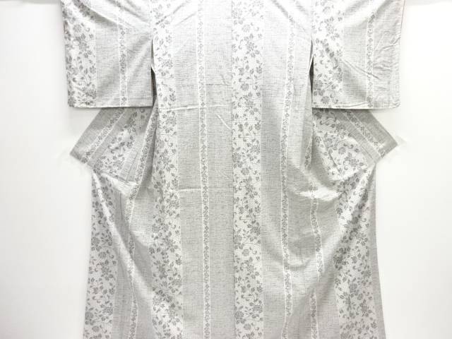 縞に花唐草模様手織り紬着物【中古】【着】【紬・お召し】 宗sou|お茶道具・着物 【宗 sou】