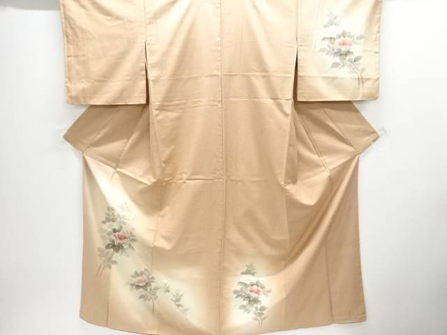 枝花模様手織り紬訪問着【中古】【着】【紬・お召し】 宗sou｜お茶道具・着物　【宗 sou】