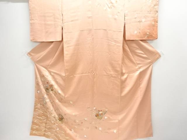 荒波に花籠模様訪問着（重ね衿付き）【中古】【着】【訪問着・付下げ】 宗sou