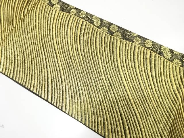 斜め縞に菊模様織り出し　振袖用袋帯【中古】【着】【振袖】 宗sou