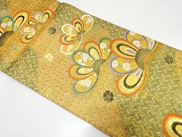 笠松に桜・名文柄織り出し 振袖用袋帯【中古】【着】【振袖】 宗sou 和服-レディースファッション