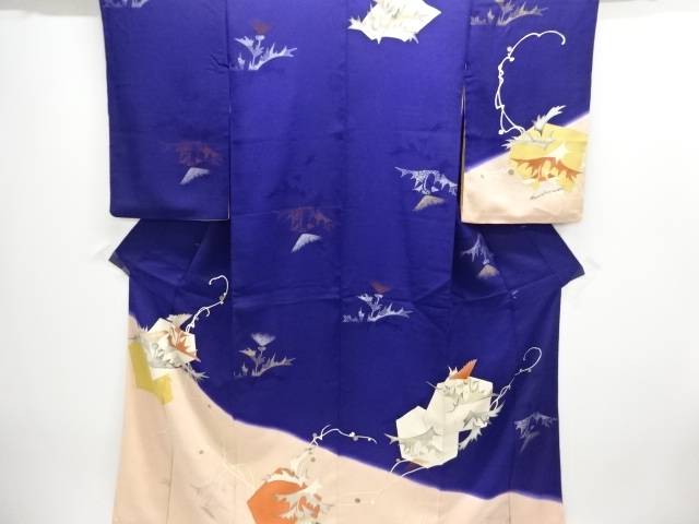 草花模様漆着物【大正ロマン】【中古】【着】【大正ロマン】 宗sou｜お茶道具・着物　【宗 sou】