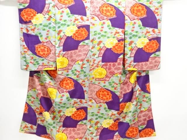 錦紗西洋紙に被子植物飾りつけ御召しもの【大正人情本】【中古】【着】【大正人情本】 宗sou