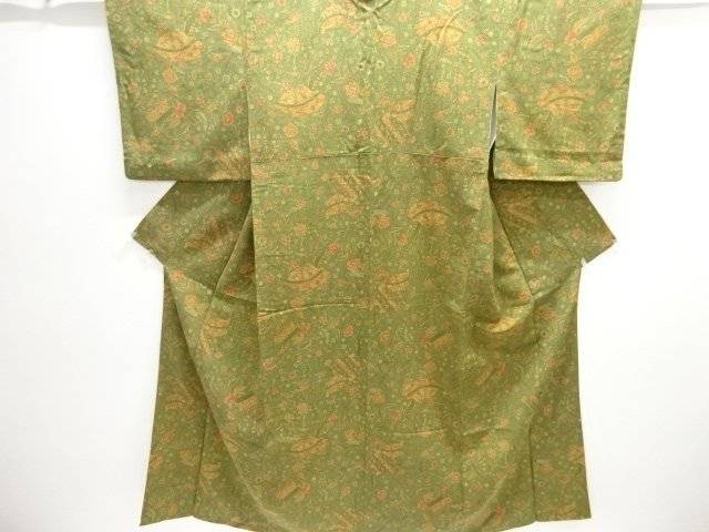 花更紗飾りつけ小紋御召しもの【中古】【着】【小紋】 宗sou