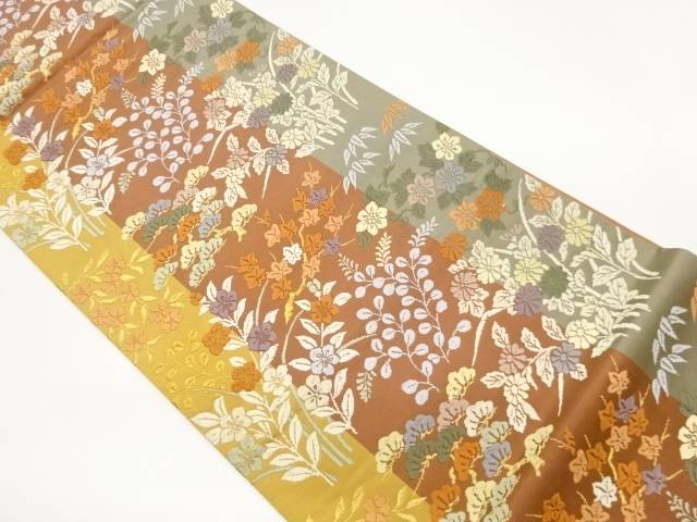 唐織縞に草花模様織出し袋帯【中古】【着】【袋帯】 宗sou｜お茶道具・着物　【宗 sou】 14,118円