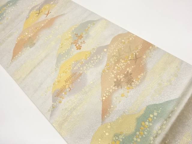 山並に色紙散らし・鳥・波模様織出し袋帯【中古】【着】【袋帯】 宗sou｜お茶道具・着物　【宗 sou】
