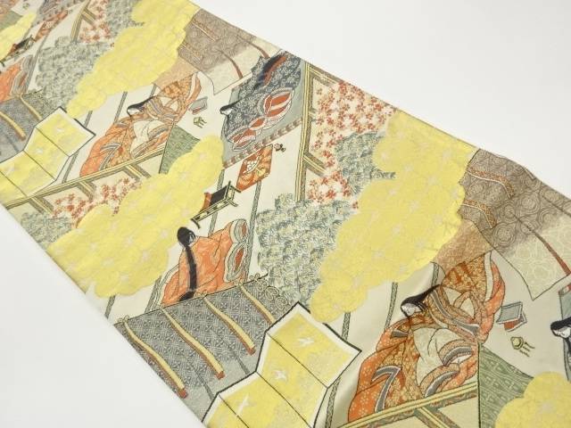 雲に屋敷・人物模様織出し袋帯【中古】【着】【袋帯】 宗sou｜お茶道具・着物　【宗 sou】 14,118円