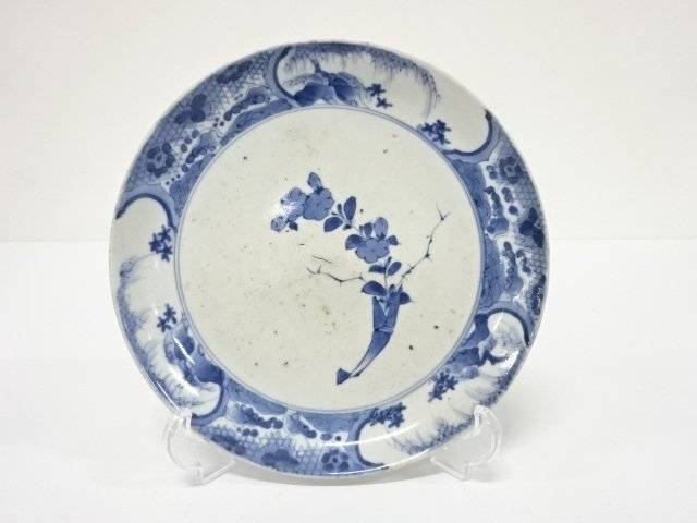 藍九谷　古伊万里　染付　七寸皿【中古】【道】 宗sou｜お茶道具・着物　【宗 sou】