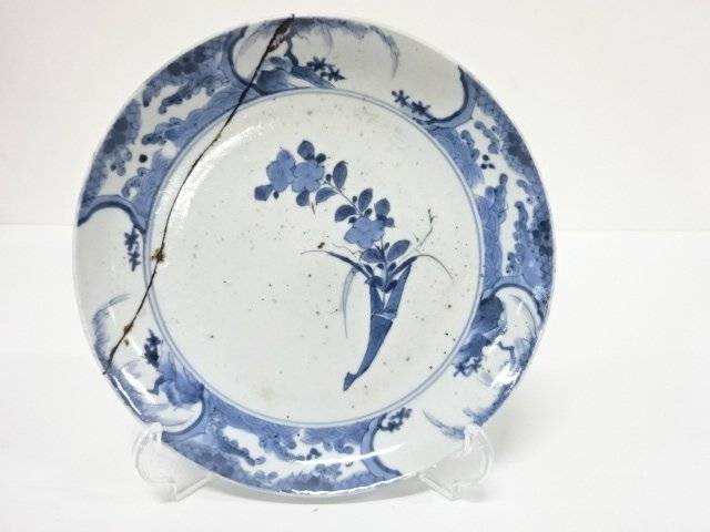藍九谷 古伊万里 染付 七寸皿【中古】【道】 宗sou|お茶道具・着物 【宗 sou】