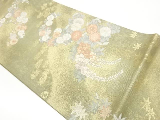 紗 松に花々模様織出し袋帯【中古】【着】【袋帯】 宗sou｜お茶道具・着物　【宗 sou】