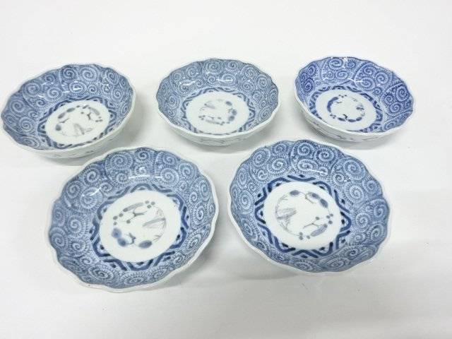 古伊万里 染付 蛸唐草 なます皿 5客【中古】【道】 宗sou