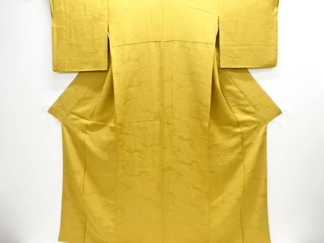 霞に箔散らし広告飾りつけ織出し一ツ紋色無地御召しもの【中古】【着】【色無地】 宗sou