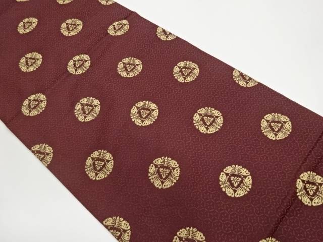 丸に揚羽蝶模様織出し名古屋帯【中古】【着】【名古屋帯】 宗sou｜お茶道具・着物　【宗 sou】