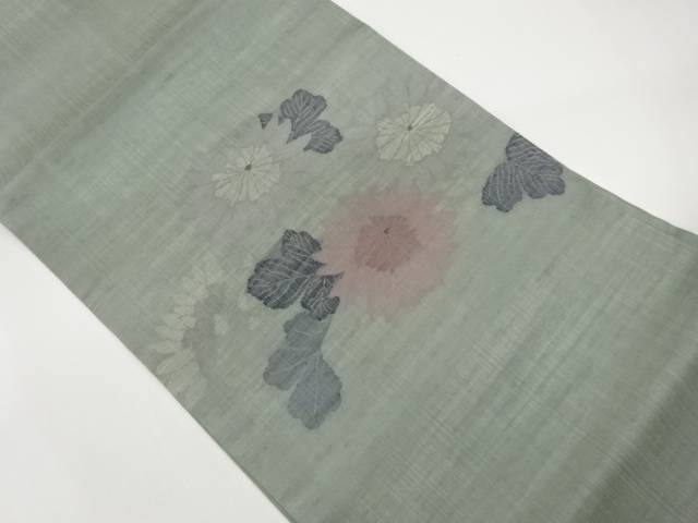 紗紬菊飾りつけ織出し名古屋帯【中古】【着】【名古屋帯】 宗sou