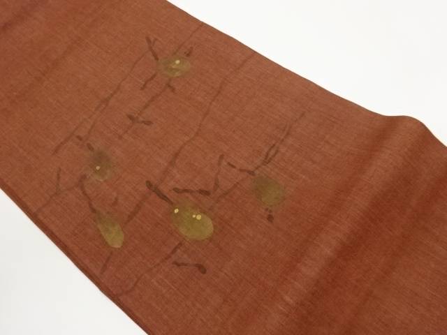 紗 金彩手描き抽象実模様名古屋帯【中古】【着】【名古屋帯】 宗sou｜お茶道具・着物　【宗 sou】