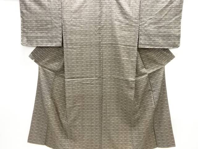 泥染 亀甲飾りつけ織り出し手織り紬御召しもの合奏団【中古】【着】【紬・御召しものし】 宗sou